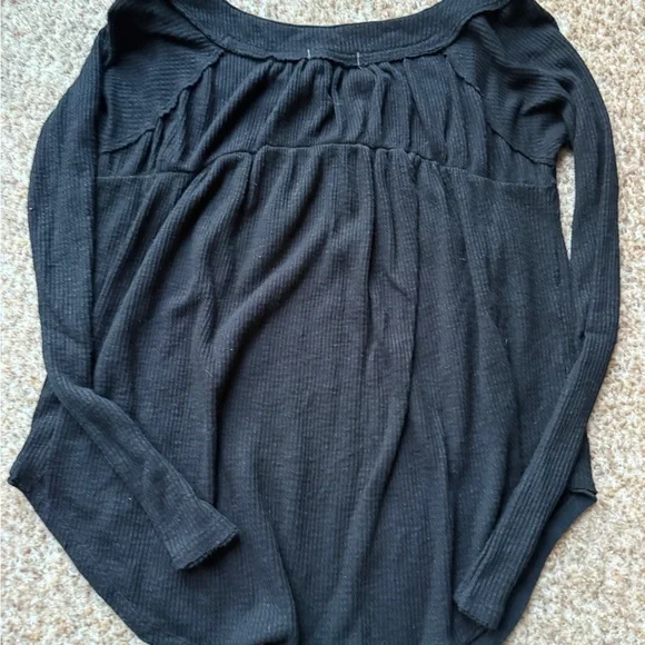 Free People We the Free Long Sleeve Lounge Flowy Top black xs - Picture 3 of 5